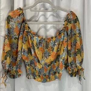 Abercrombie & Fitch Floral Blouse - Yellow and Blue